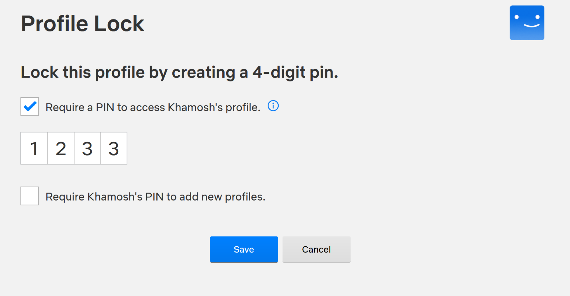 Profile lock in Netfllix.