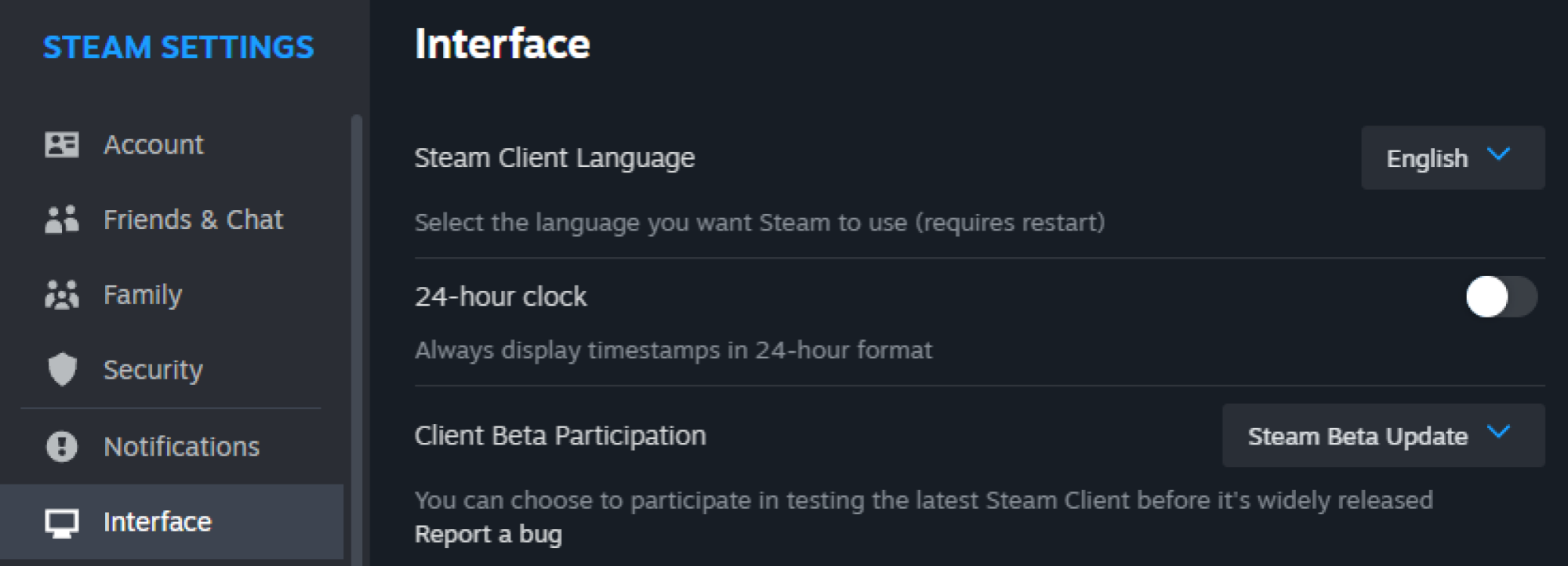 Screenshot of Steam