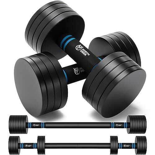 Northdeer 2.0 Upgraded Adjustable Steel Dumbbells, 40Lbs Free Weight Set with Connector, 2 in 1 Dumbbell Barbell Set, Home Gym Workout for Men and Women, Compatible with Version 1.0 Dumbbell Set -