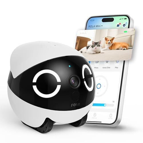 Enabot EBO ROLA Mini 2K Camera Robot: Moving Pet Camera, Up to 25 Days Battery Life, Built-in Call Button, Two-Way Audio