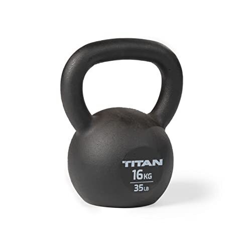 Titan Fitness 16 KG Cast Iron Kettlebell, Single Piece Casting, KG and LB Markings, Full Body Workout