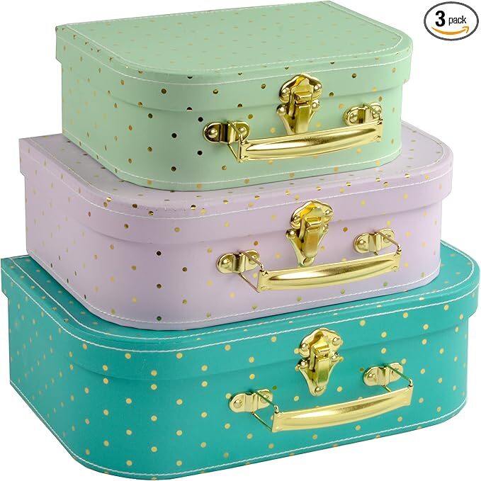 Paperboard Suitcases - Set of 3 Decorative Storage Boxes