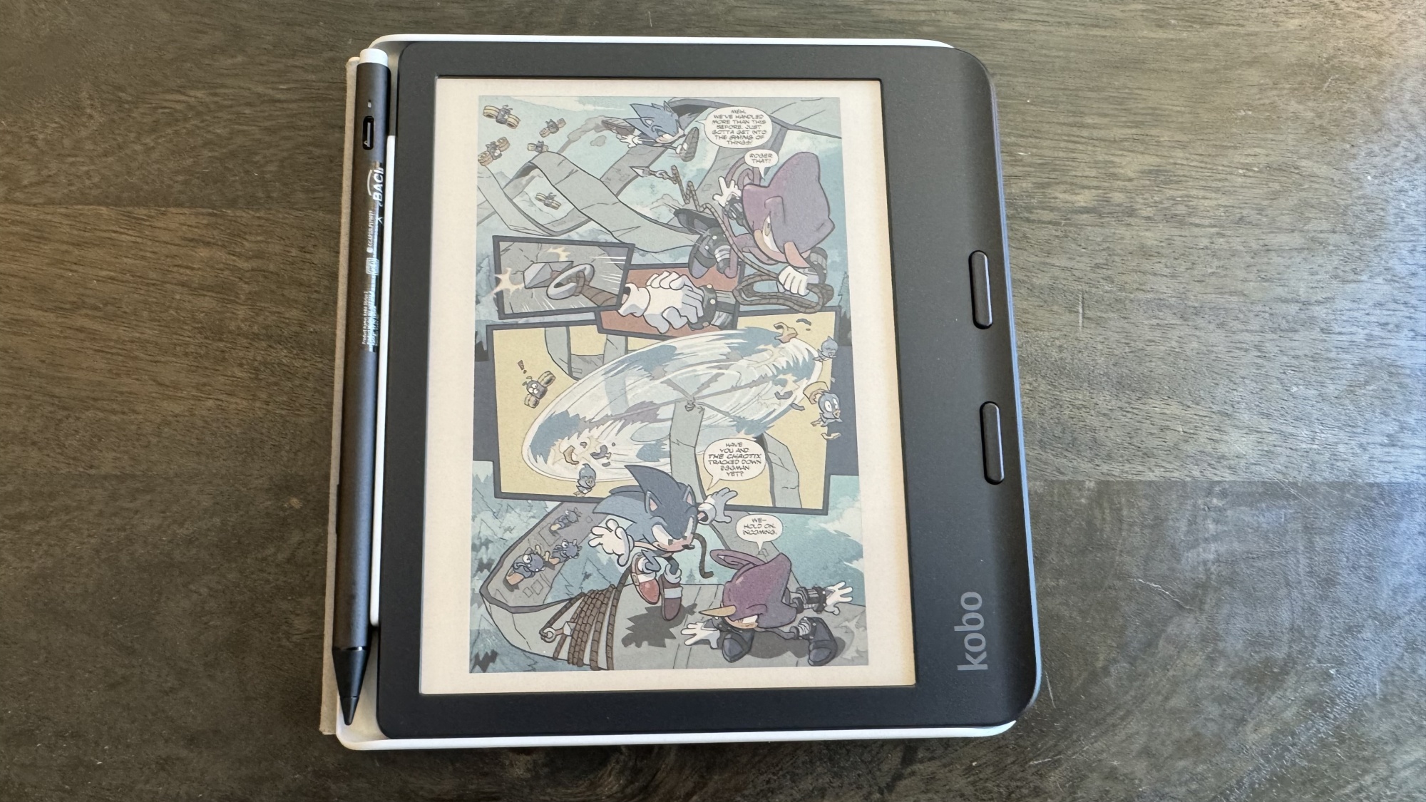 A Sonic comic displayed on Kobo Libra Colour