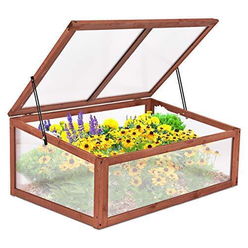 Giantex Garden Portable Wooden Green House Cold Frame Raised Plants Bed Protection (39.5X25X15)