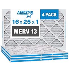 Aerostar 16x25x1 MERV 13 Pleated AC Furnace Air Filter - 4 Pack