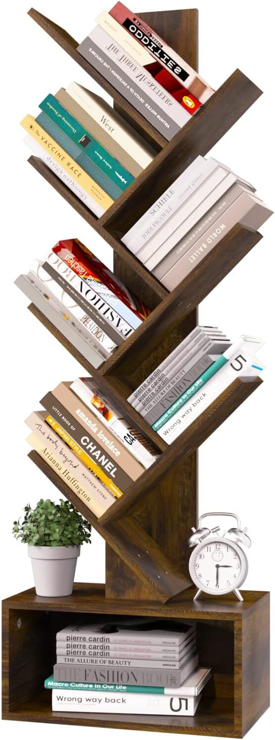 Yoobure Tree Bookshelf - 6 Shelf Retro Floor Standing Bookcase