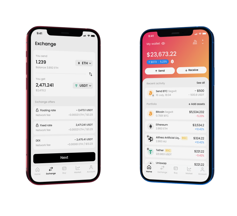 AliceBob wallet app interface